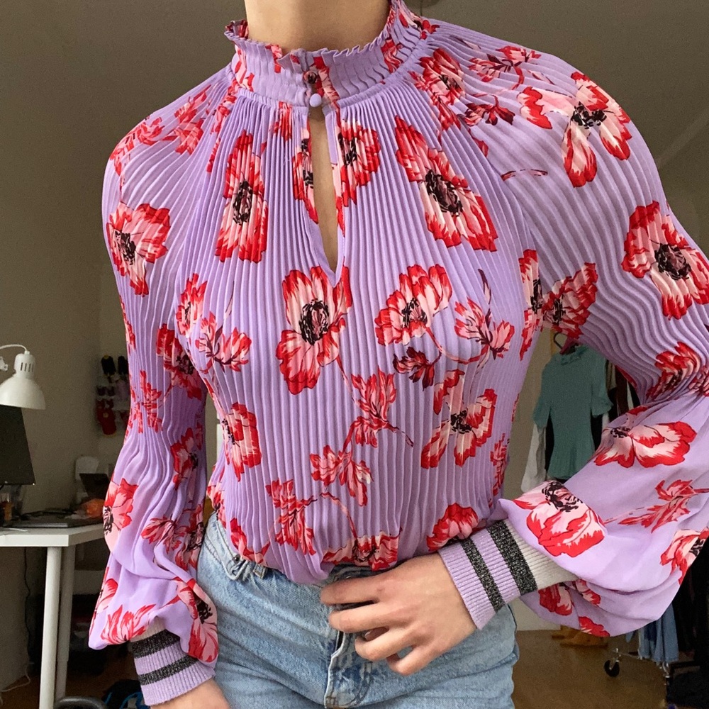 Pleated floral blouse